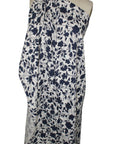 0scar silk broadcloth with a floral print in navy on white
