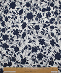 0scar silk broadcloth with a floral print in navy on white