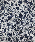 0scar silk broadcloth with a floral print in navy on white