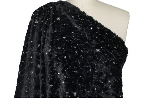 Sequin/bead embellished faux fur