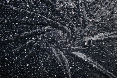 Sequin/bead embellished faux fur