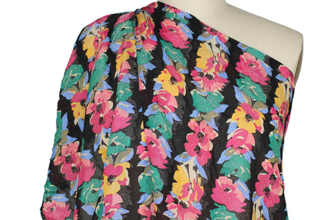 Floral striped burnout silk