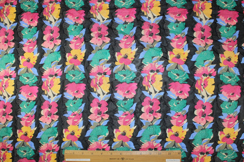 Floral striped burnout silk