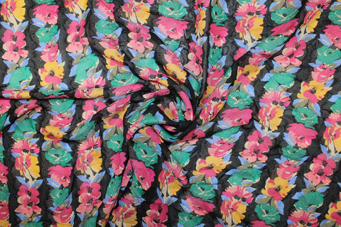 Floral striped burnout silk