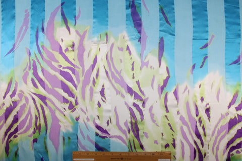 Burnout Stripe/Abstract Silk Charmeuse - Cool Tones