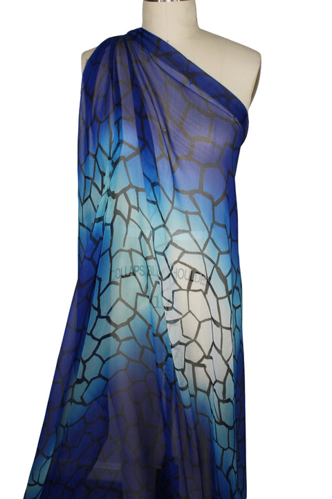 Step on a Crack Ombré Silk Chiffon - Blues