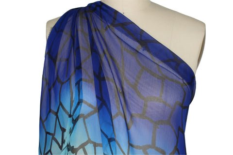 Step on a Crack Ombré Silk Chiffon - Blues