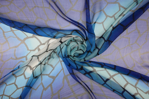 Step on a Crack Ombré Silk Chiffon - Blues