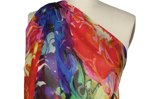 Brightly colored silk chiffon