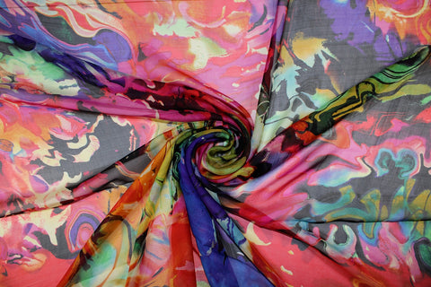 Brightly colored silk chiffon