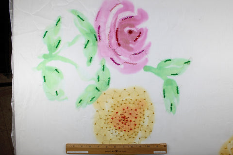 Hand painted sequined floral silk
