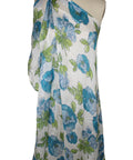 Blue floral print chiffon