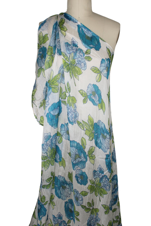 Blue floral print chiffon