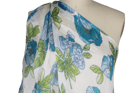 Blue floral print chiffon