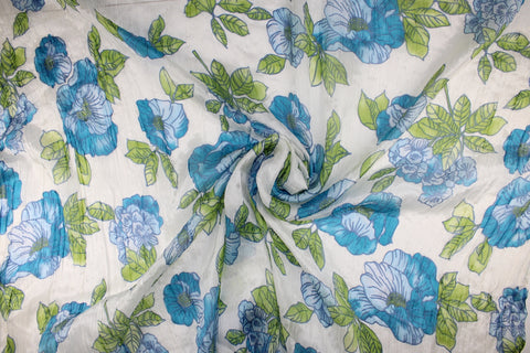Blue floral print chiffon