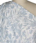 Blue floral print silk crepe