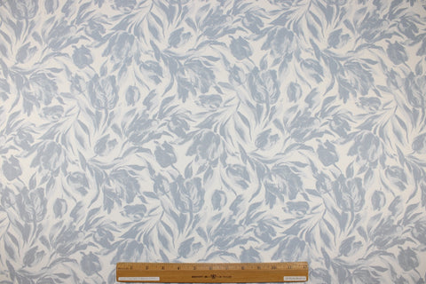 Blue floral print silk crepe