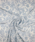Blue floral print silk crepe