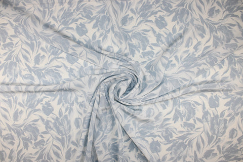Blue floral print silk crepe