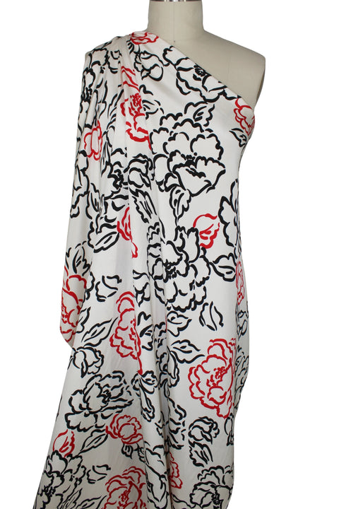 Floral print heavy silk crepe