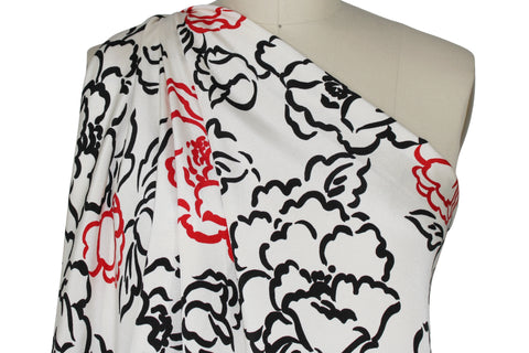 Floral print heavy silk crepe