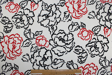 Floral print heavy silk crepe