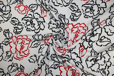 Floral print heavy silk crepe