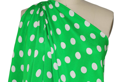 Polkadot 3 Ply Crepe - Palest Pink on Lime