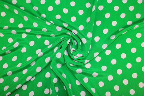 Polkadot 3 Ply Crepe - Palest Pink on Lime