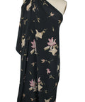Lily print silk crepe in pinks and beiges on black