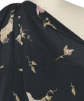 Lily print silk crepe in pinks and beiges on black