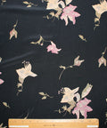 Lily print silk crepe in pinks and beiges on black