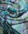 0scar silk gazar in a floral print that is watery and abstract
