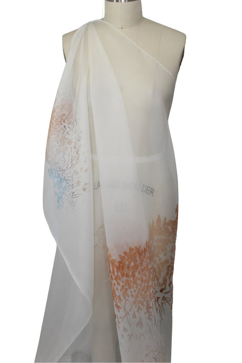 Je T'Aime Couture Designer Silk Organza - Peaches/Blue/Natural White