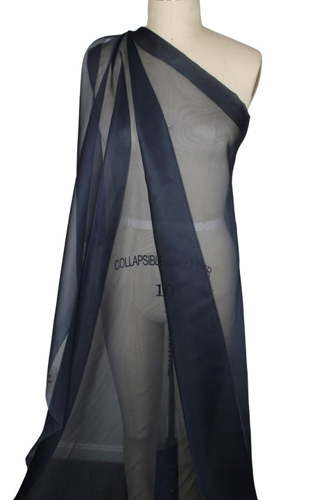 Wide silk organza in navy