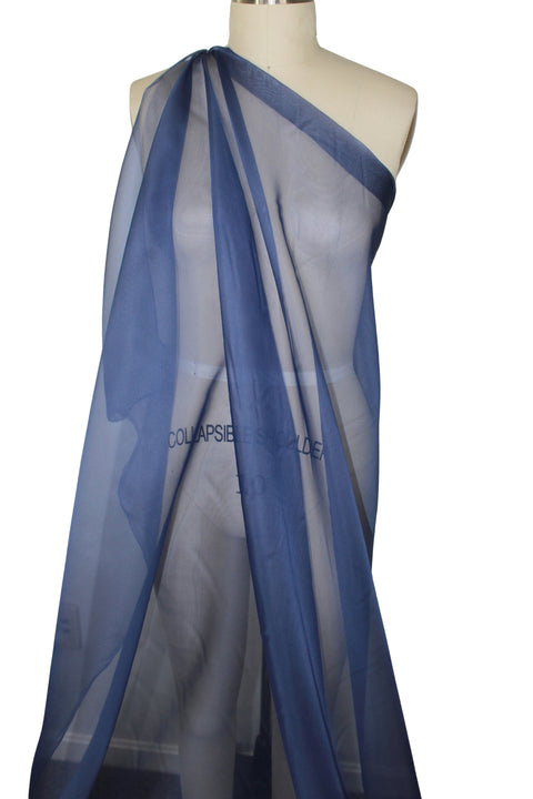 Medium blue wide silk organza