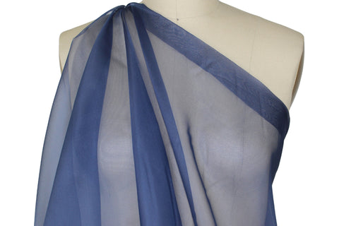 Medium blue wide silk organza