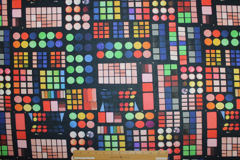 Silk jersey with makeup artist palette print