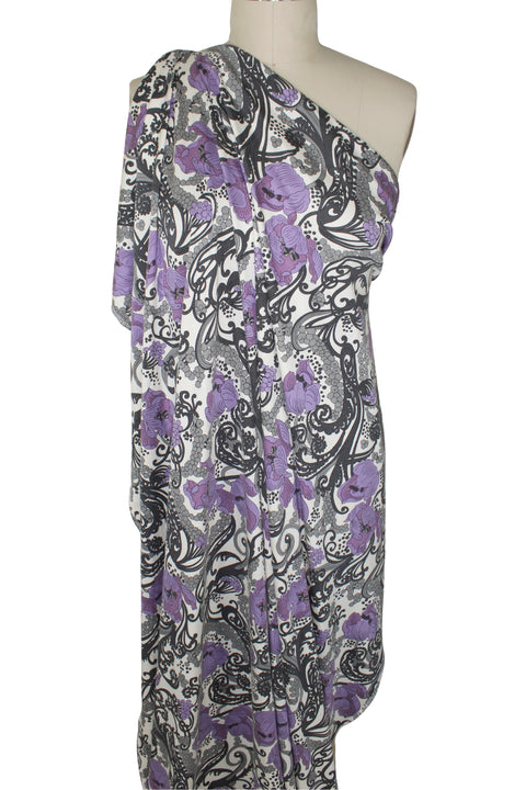 Stylized floral silk jersey