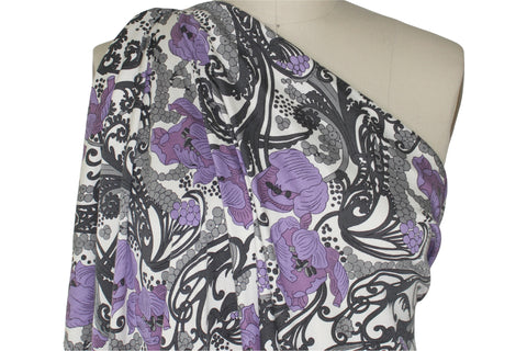 Stylized floral silk jersey