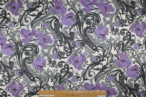 Stylized floral silk jersey