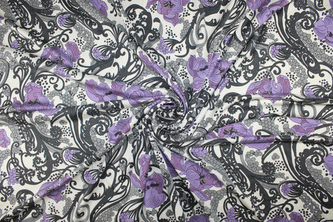 Stylized floral silk jersey