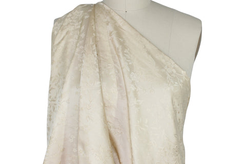 Wide Floral Silk Jacquard Blouse Weight - Creme