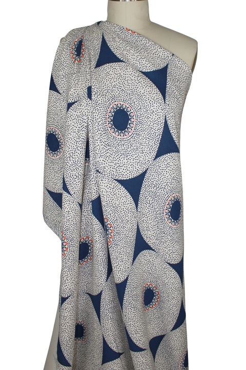 Tiny faces/circular print raw silk matka