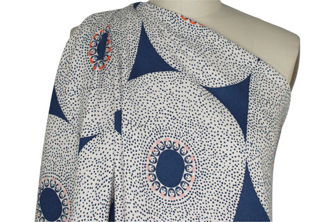 Tiny faces/circular print raw silk matka