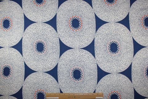 Tiny faces/circular print raw silk matka