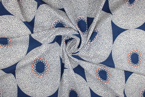 Tiny faces/circular print raw silk matka