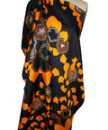 Pop art style floral silk twill