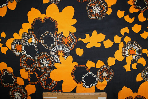 Pop art style floral silk twill