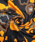 Pop art style floral silk twill